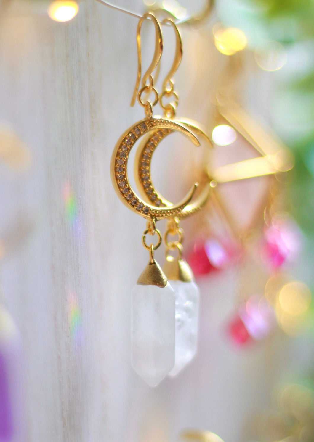 Avie Jewelry - Moon Earrings (Clear Quartz)